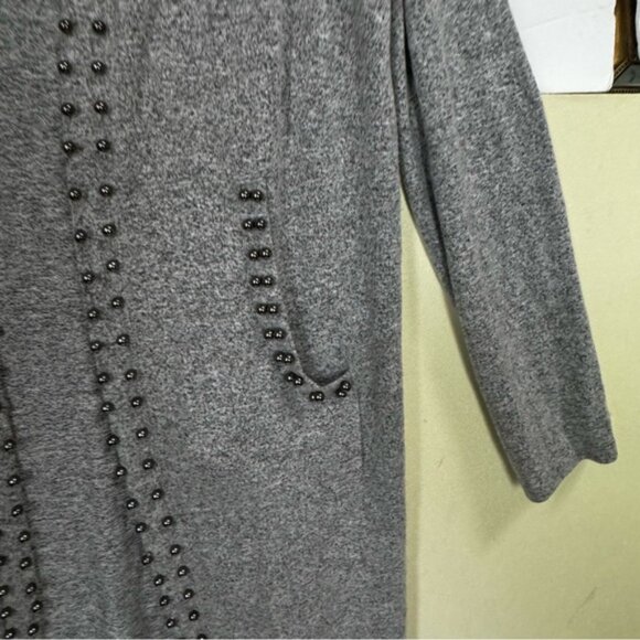 Coin 1804 Beaded Long Cardigan Sweater Duster Pockets Stretch Soft Lightweight L - Picture 6 of 14